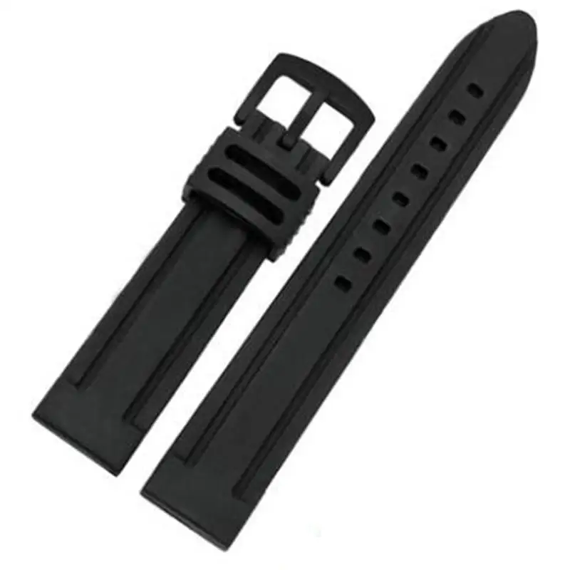 

ONECMN Silicone Waterproof watchband Black 20mm 22mm 24mm Swimming Rubber strap