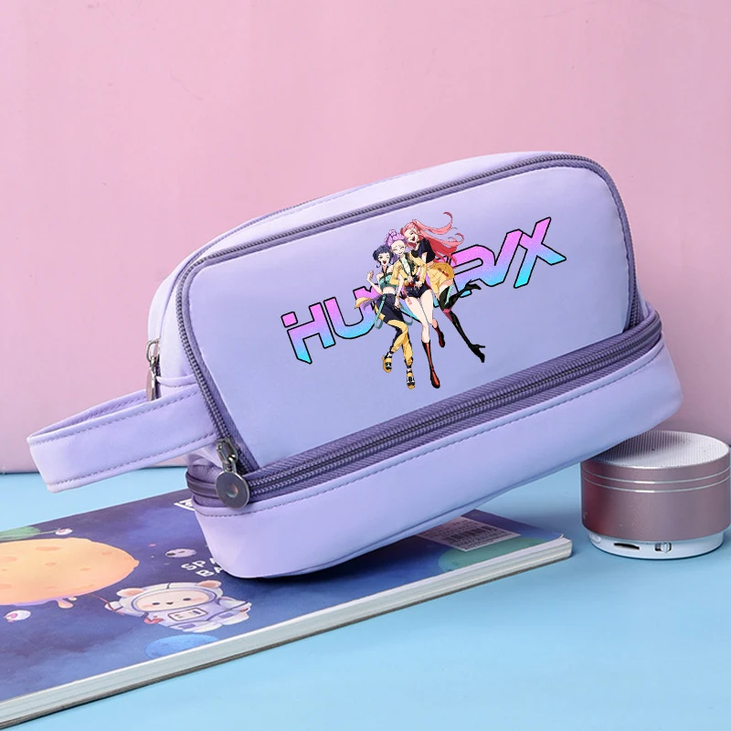 

Kpop Demon Hunters Large Capacity Stationery Bags Durable Oxford Pencil Cases Portable Organizer School Office Supplies Pen Bag