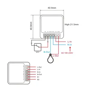 Interruptor de Luz Controle Sem Fio Inteligente, Interruptor DIY Disjuntor, Wi-Fi, Suporta Alexa, Google Home, EWelink, 2 Way, 16A 8 principais vendas wifi automação - №7