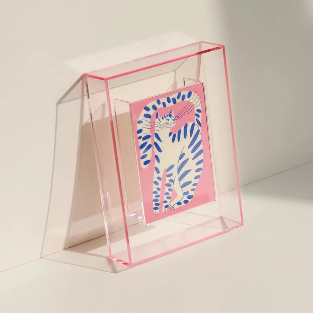 Colorful Acrylic Photo Frame Box, 5 Inch Display Stand