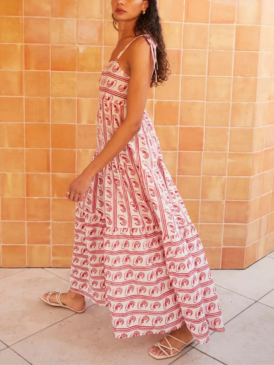 "세련된 홀터넥 드레스, 블루 레드, 여름 옷장용