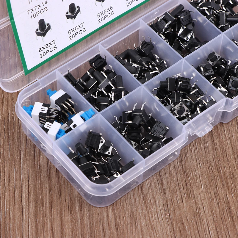 6*6 4.3-13MM 7*7mm Momentary Switch 10 Values 180Pcs Tactile Push Button Switch Momentary Tactile Tact Mini Switch Kit