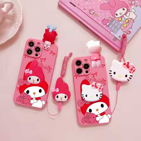 Kitty My Melody Case With Holder Rope For Samsung Galaxy A03 A04 A05S A10S A11 A12 A13 A14 A15 A30 A20S A21S A22 A23 A24 A25 A31