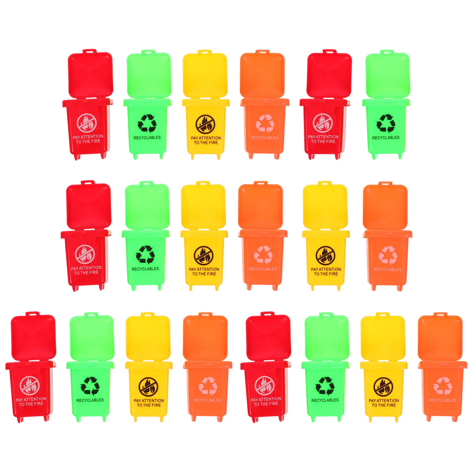 20 Uds cubo de basura simulado casa de muñecas cubo de basura en miniatura con tapa juguetes de basura latas pequeñas contenedores de plástico niños