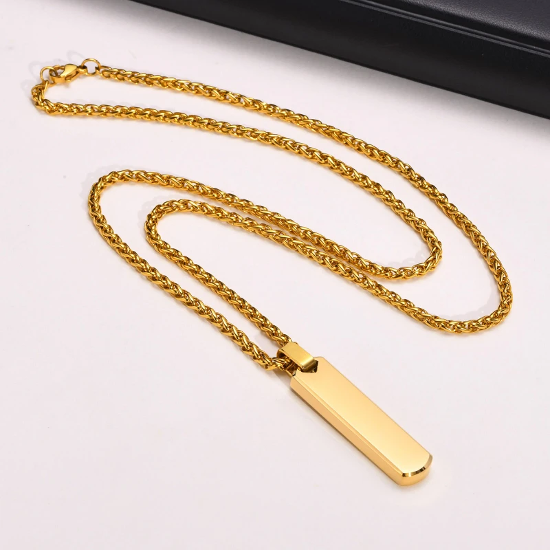 Dreidimensionale rechteckige geometrische Anhänger aus Edelstahl für Herren, personalisierte Mode-Halsketten, Boutique-Schmuck – Detail 4