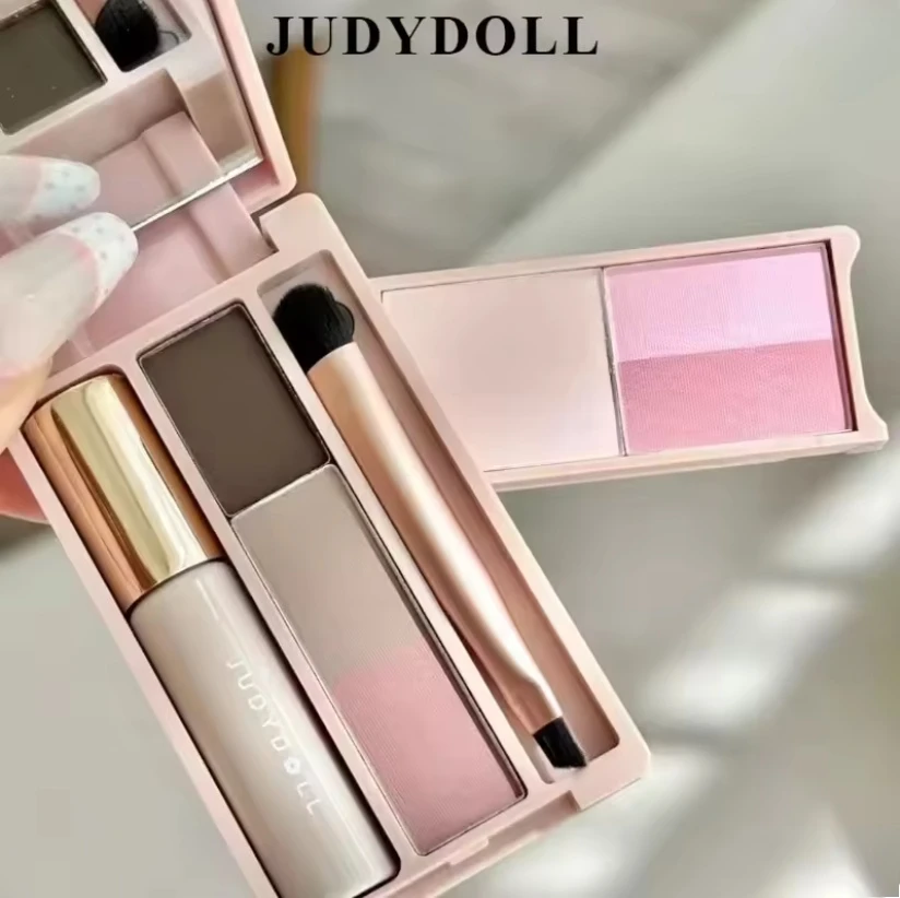 Judydoll Travel Comprehensive Plate Mini Grooming Eyeshadow Blush Plate Makeup Integrated Convenient Palm Plate