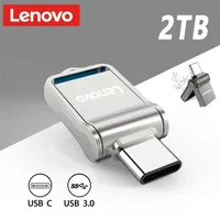 Lenovo USB 3.0 Flash Drive 2TB High Speed ​​Hard Drive Portable 1TB Metal Memory Stick 512GB Type-C 2-in-1 Drive for Desktop Com