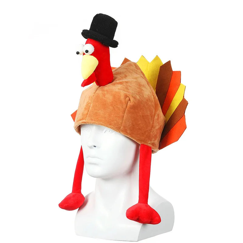 

1Pcs Funny Chicken Plush Hats Cute Turkey Gobbler Hats Costumes Accessories Headwear Photo Props For Holiday Xmas Halloween