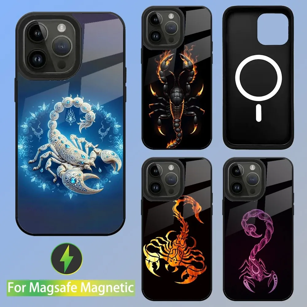 Cool insect Scorpion Phone Case For iPhone 15,14,13,12,11,Plus,Pro,Max Mini Magsafe Magnetic Wireless Charging