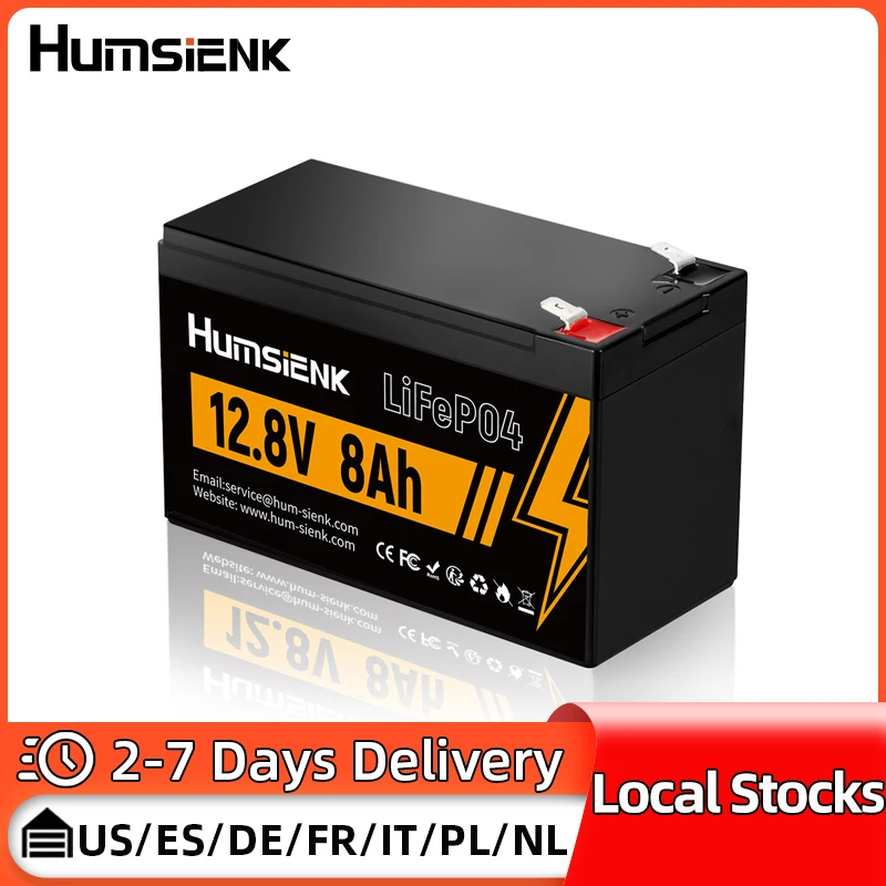 

Humsienk 12V 8Ah LiFePO4 Lithium Battery Lightweight Efficient Safe for Camping/ Home Storage Lithium Iron Phosphate Batteries