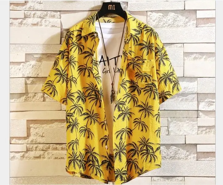 

Мужская летняя белая футболка Hawaii Aloha Floral irt с воротником-стойкой ort Sve Wior, молодежная тонкая футболка с принтом...