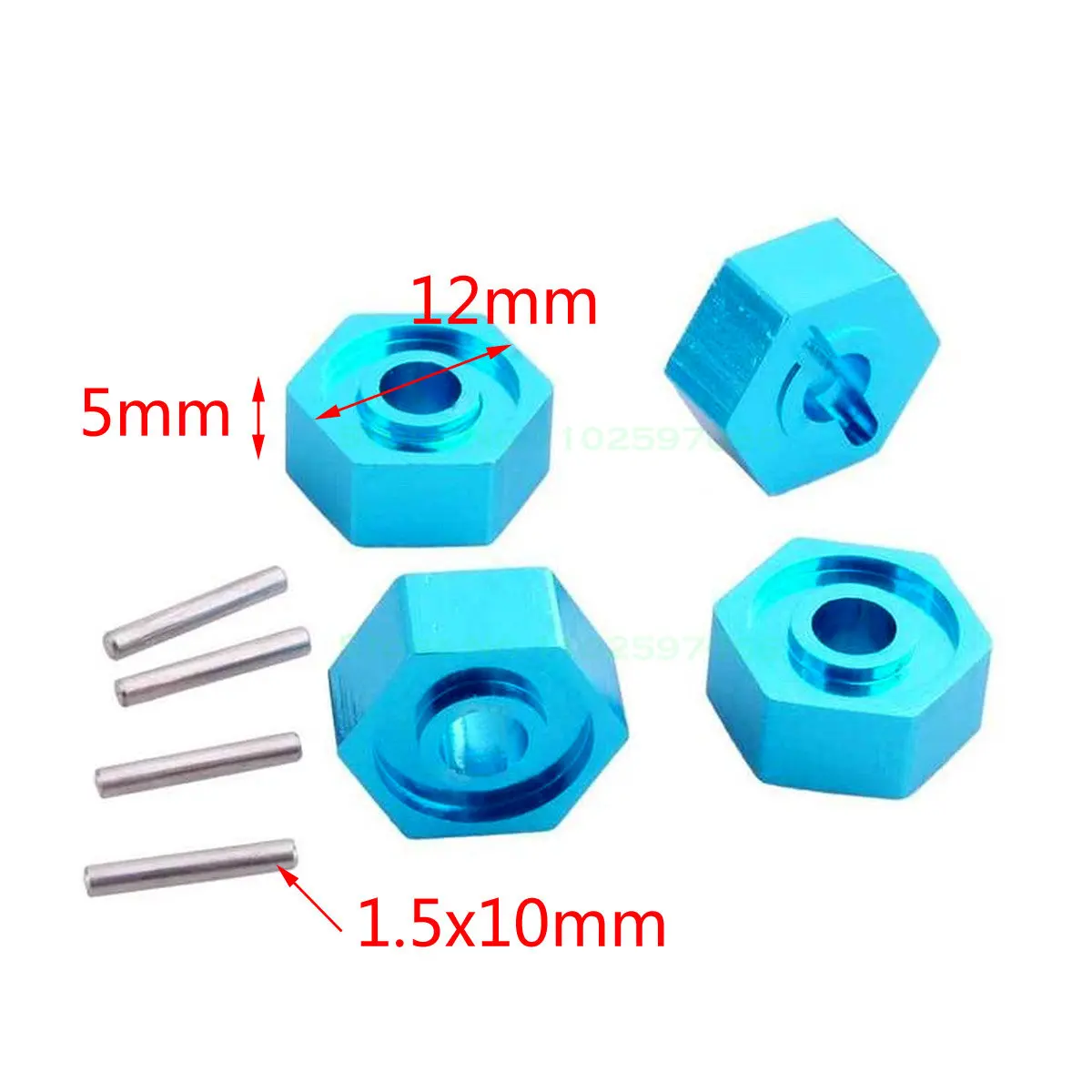 Aluminum Alloy 286042(86065) Wheel Hex 12mm Drive Adapter /w 1.5x10mm Pins Fit RC 1/16 HSP Car