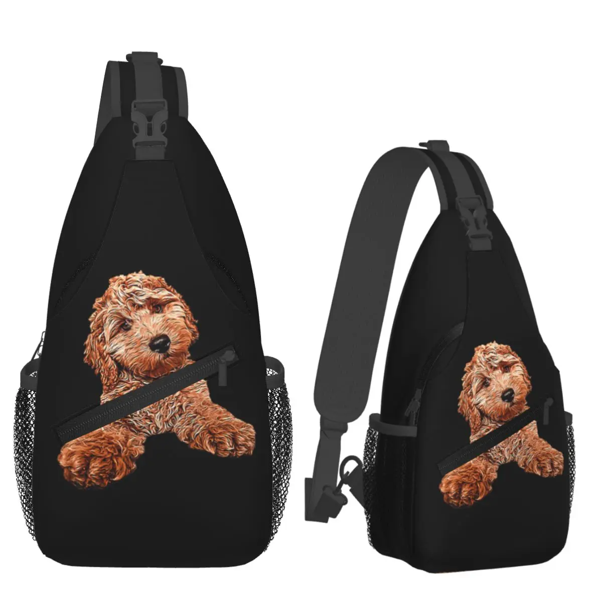 

Cavapoo Labradoodle Goldendoodle Poodle Mix Chest Bag Men Sling Crossbody Backpack Chest Bag Travel Hiking Daypack Shoulder Bag