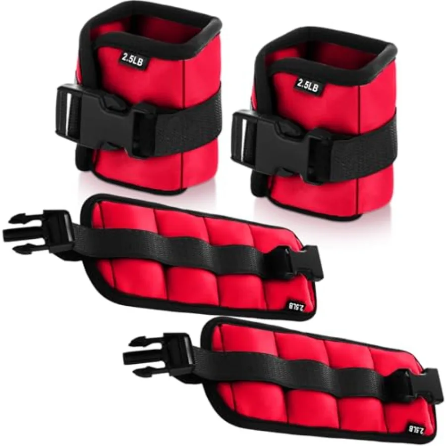 

2 пары регулируемых утяжелителей для лодыжек и запястий для наземных и водных тренировок, синего и черного цвета, с прочными фитнес-лентами для плавания