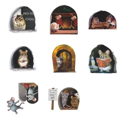 Cute Little Mouse Wall Sticker For Kids Living Room Home Decoration Mural Bedroom Wallpaper Removable Cartoon Funny Rats Decals