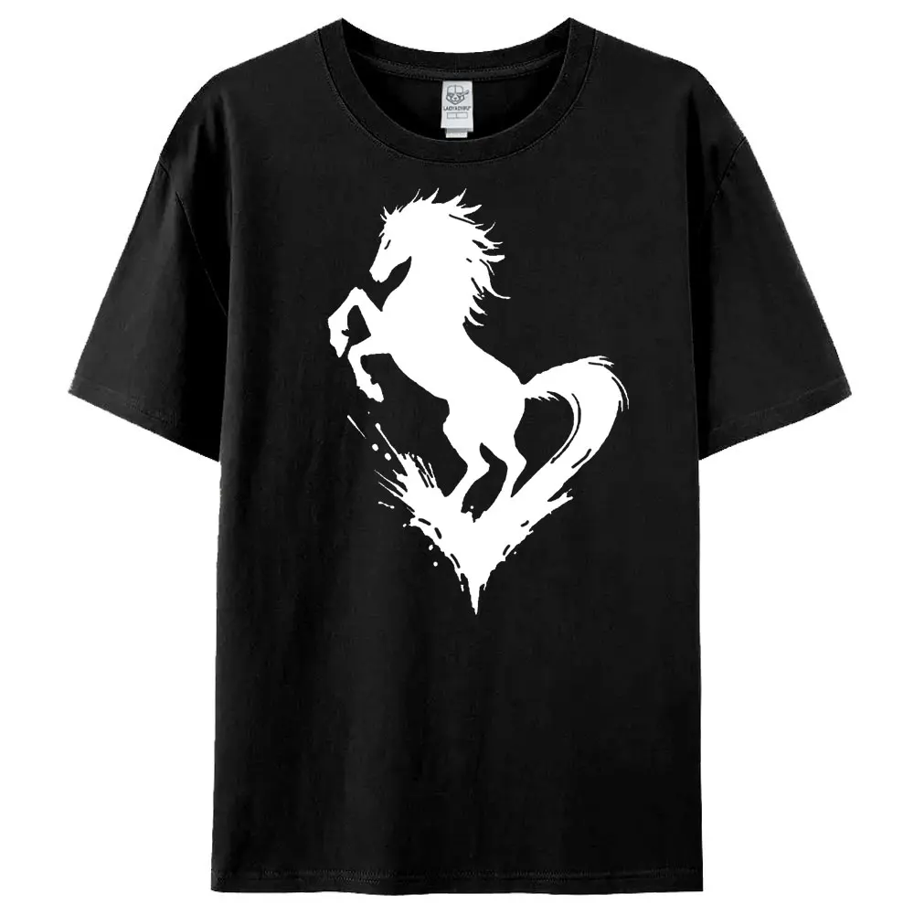 Felpa cavallo minimalista 2026 Zodiaco Girocollo Maglietta Regalo di Capodanno Lunare Abbigliamento Donna Moda Casual Top in cotone Vacanza T