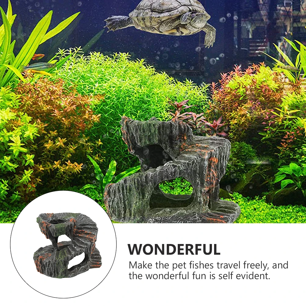 

1Pcs Tortoise Tank Decoration Resin Ornament Aquarium Landscaping Tool Durable Faderesistant Reptile Terrace