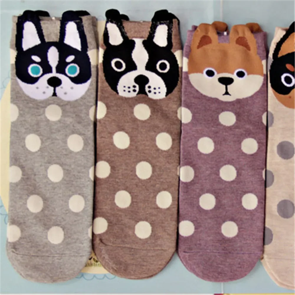 New Cute Dog Cartoon Animal Series Winter Women\'s Socks with Small Ears - Harajuku Style Corgi Husky Funny Socks for Gifts