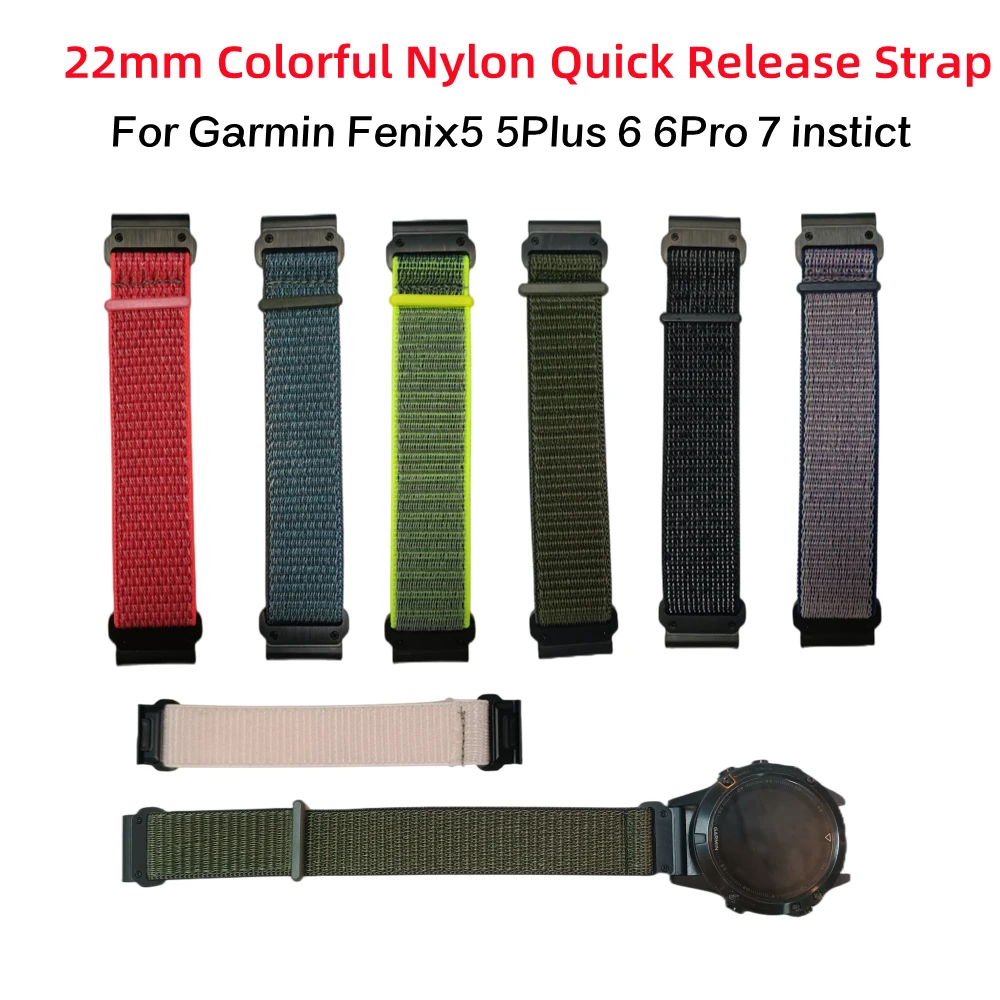 Garmin 22mm Soft Nylon Easy Fit Strap Wristband For Fenix5 5Plus 6 6Pro Watch Band Bracelet For Fenix7 Instinct Fashion Belt