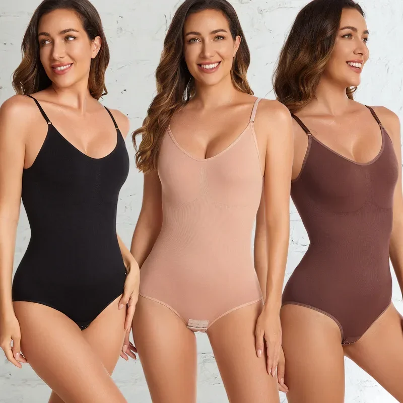 Bodysuit Compression Body Suits V Neck Spaghetti Strap Open Crotch Shapewear Slimming Body Shaper Smooth Out Corset Butt Lifter