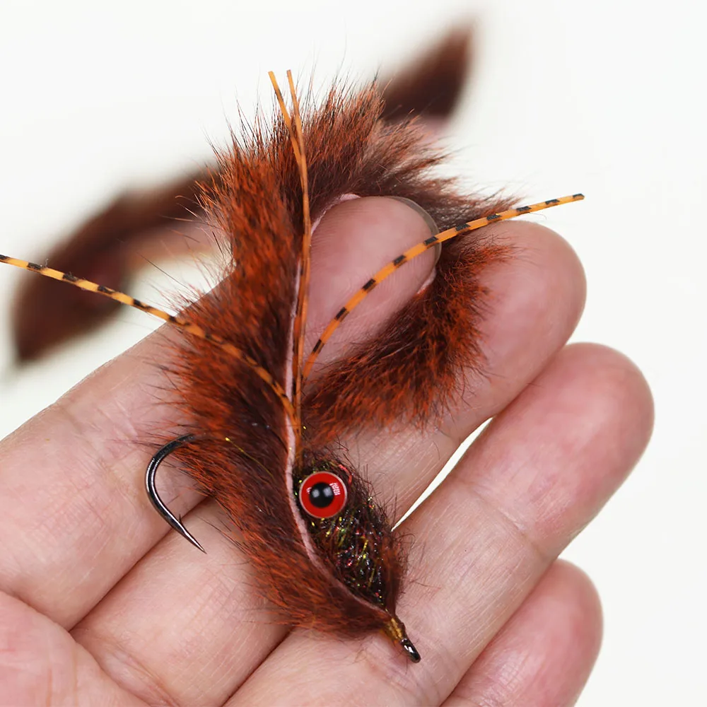 2 Stück Angeln Streamer Fly für Forellenbarsch - Bottom Search Loach Lure mit Hantelaugen, Eichhörnchenschwanz, für Süßwasser-Salzwasser – Detail 6