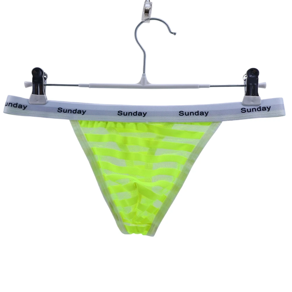 1pc Men Striped Mesh G-string Gay Sissy See Through Briefs Sexy Sheer T-back LowRise Breathable Underwear Erotic Thong