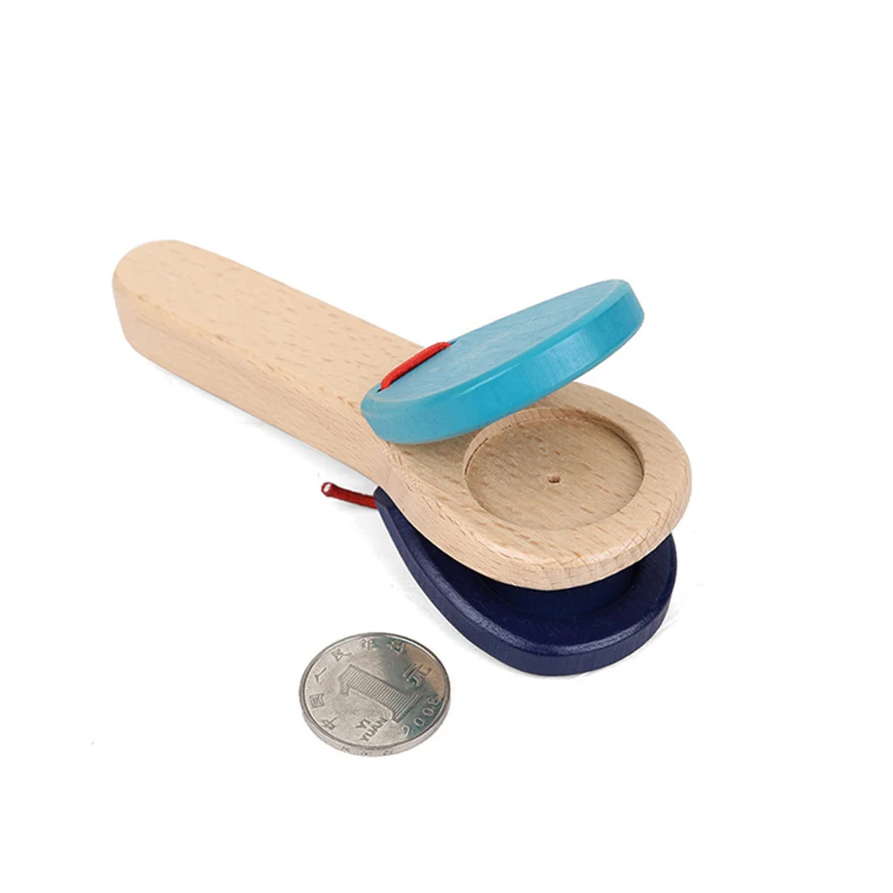 Castanholas de madeira alça longa mão clappers para crianças instrumentos de percussão leve instrumento musical para crianças