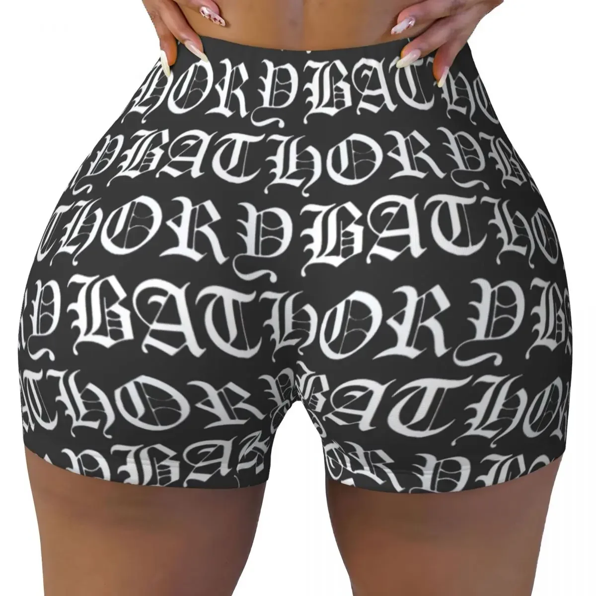 Custom Bathory Logo Yoga Shorts Women Gym Workout Running Athletic Volleyball Biker Shorts