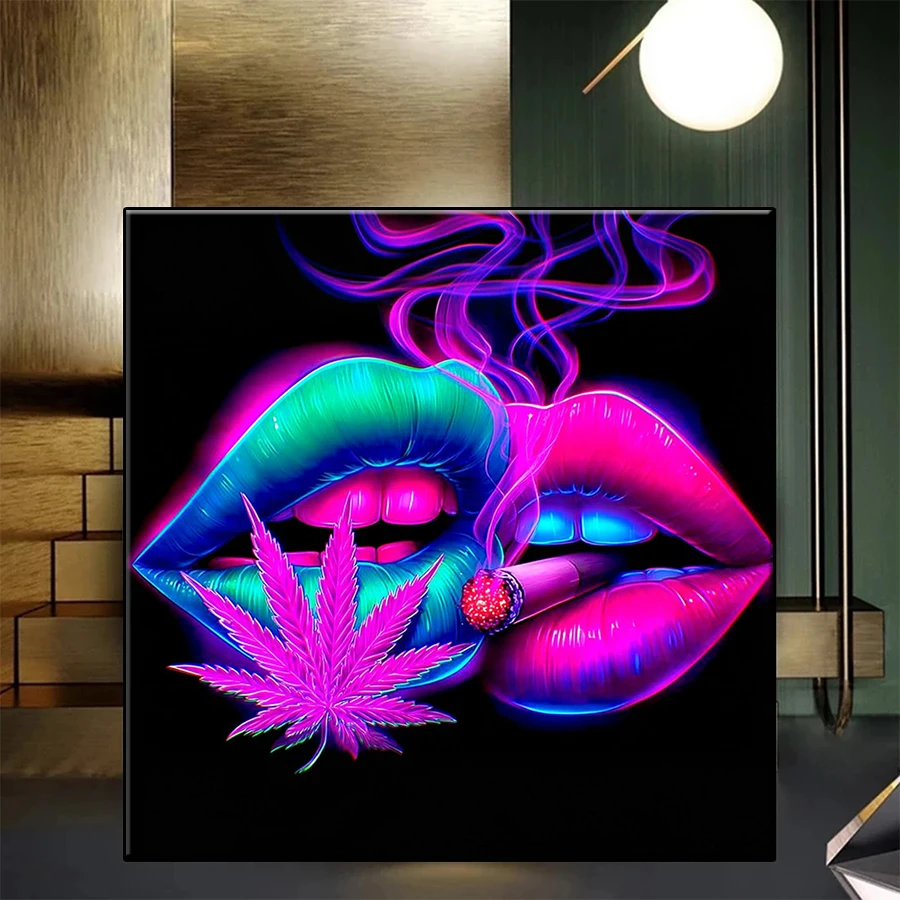 Diamond Painting Kit New Modern Art Women's Lips Cigarettes 5d Diamond Embroidery Mosaic Gift Home Decor Picture