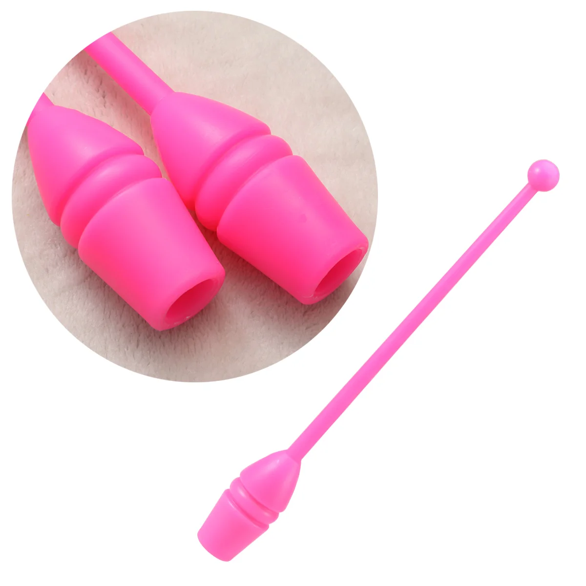 1 Pair Artistic Gymnastics Stick Rhythmic Gymnastics Stick Dancing Sports Fitness Equipment for Children Adults (Pink)