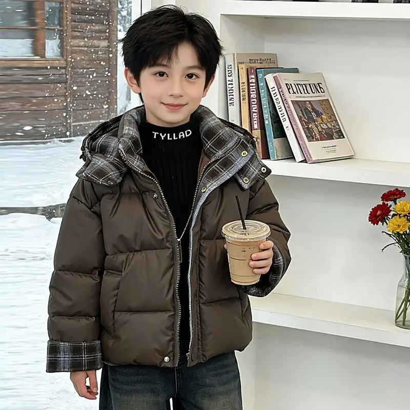 Boys Winter Padded Jacket 2026 New Thickened Warm Cotton Coat Kids Fashion Outerwear Tops