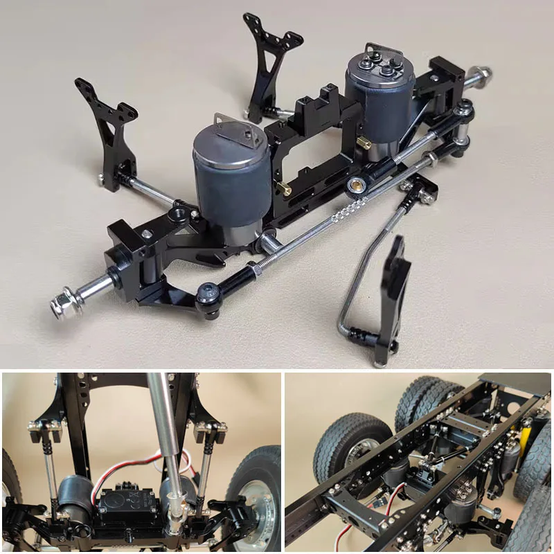 Simulated Air Suspension Axle Steering System for 1/14 Tamiya RC Dump Truck SCANIA 770S R620 VOLVO BENZ Arocs MAN TGX LESU Car