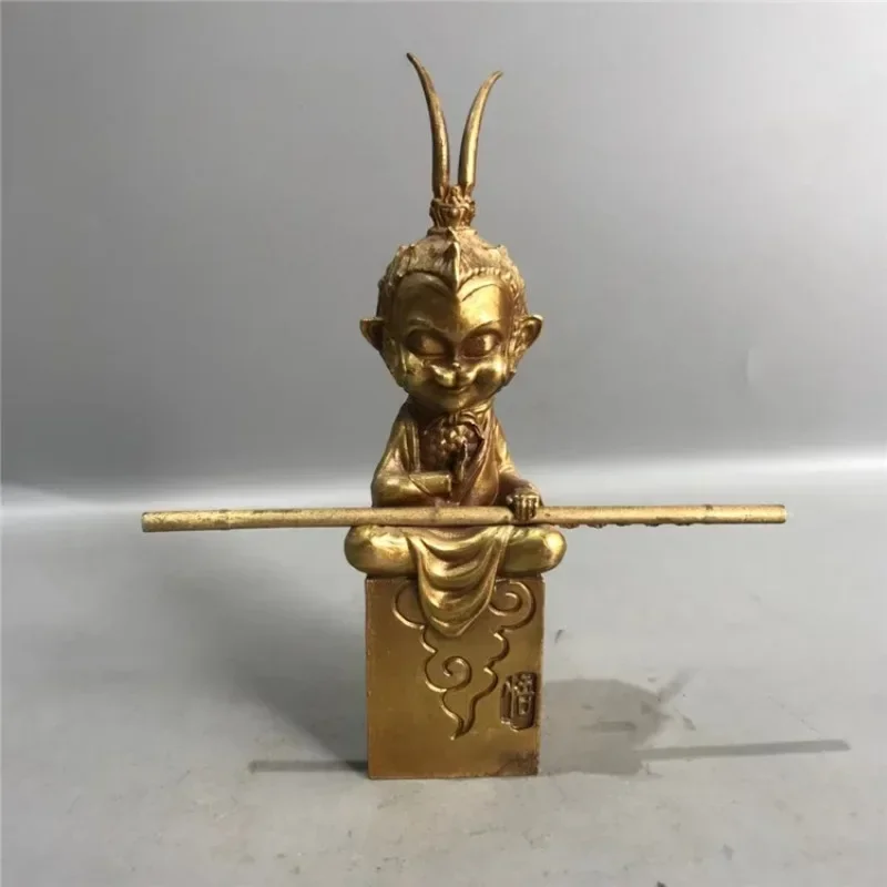 

Consecrated Retro Brass Statue of Monkey King Chinese Legend Fighting Buddha Home Decor Feng Shui Ornaments Gifts Car Decoration