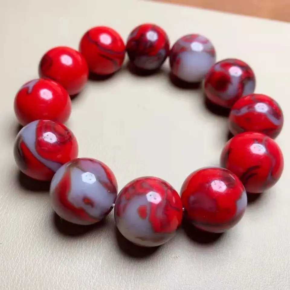 

Xinjiang Hetian gold silk jade chicken blood floating flower Gobi jade bracelet men and women Hetian jade