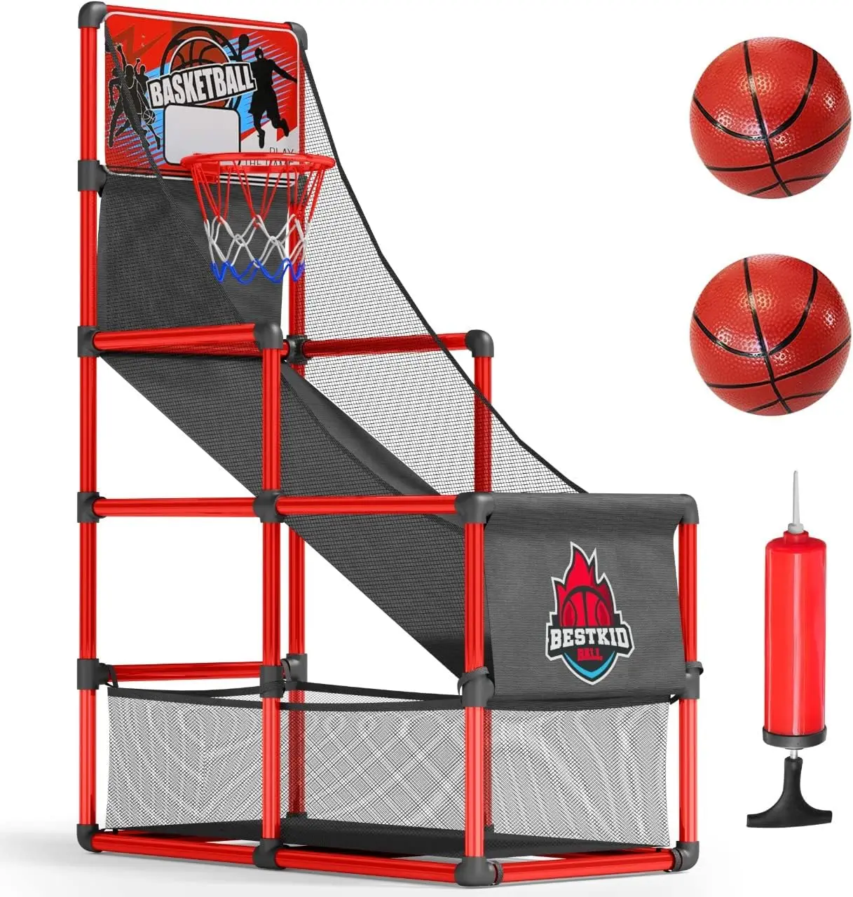 

Kids Basketball Hoop Single Shot System Arcade Game Set: Indoor & Outdoor Sports Toys for Boys & Girls, Includes Ball