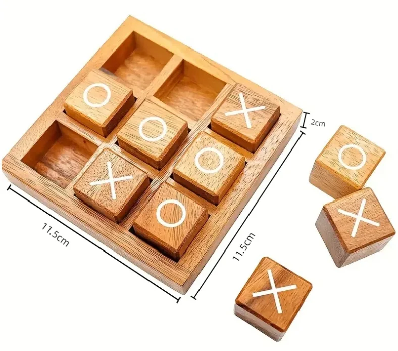 XO Wooden Chess Set Foldable Feature Interactive Educational Toy for Parent-Child Leisure Develops Intelligent Puzzle Skills