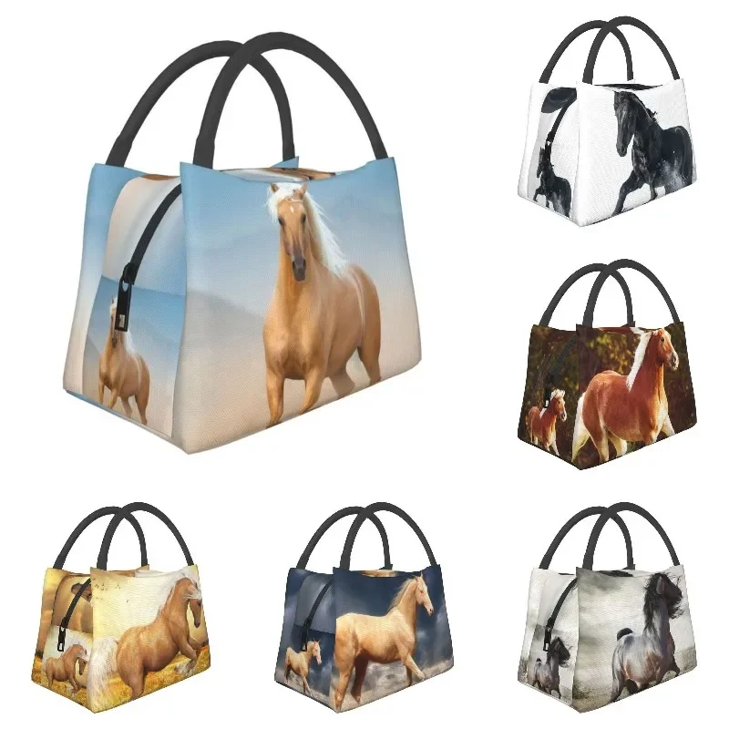 The Palomino Andalusian Horse Insulated Lunch Bag for Women Waterproof Running Spanish Horse Thermal Cooler Lunch Tote Travel