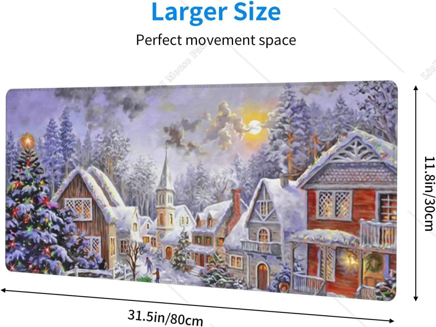 Merry Christmas Gaming Mouse Pad, Base de Borracha Antiderrapante, Árvore de Natal, Xmas Mousepad para Computador, Inverno, 31,5x11,8 polegadas