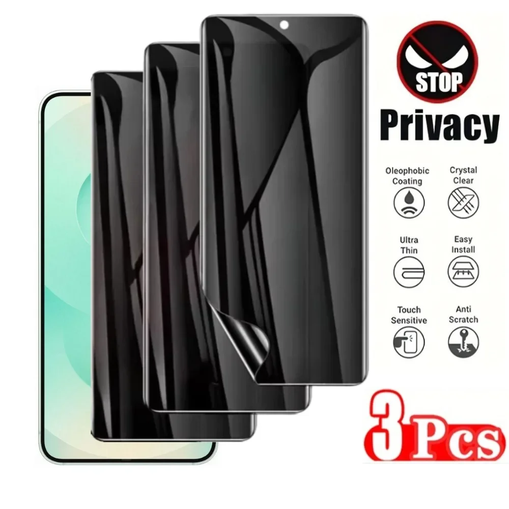 3 Stück Anti-Spionage-Hydrogel-Folie für Samsung Galaxy S25 S24 S23 S22 Ultra S20 S21 Plus S24 FE Note 20 10 Full Cover Displayschutzfolie