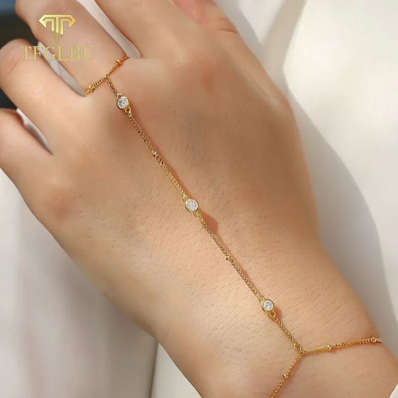 

TFGLBU 3 мм D цветной браслет из муассанита для женщин, сертифицированный 100% стерлинговое серебро S925, лабораторный браслет с бриллиантами GRA Fine Jewelry