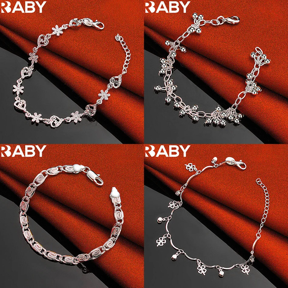 

URBABY 925 Sterling Silver Bracelets For Women Men Anniversary Gift Popular Wild Fashion Romantic Jewelry