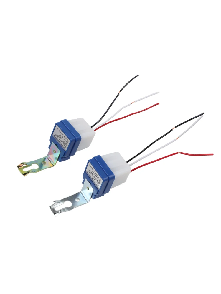 Photocell Light Sensor Switch 2PCS DC 12V 24V 10A for Street Light Automation with 10M Sensing Range and 2200W Load Support