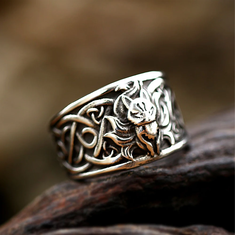 Fashion Halloween Nine Tailed Fox Ring For Women Men Animal Stainless Steel Celtics Knot Rings Retro Jewelry Gift Dropshipping