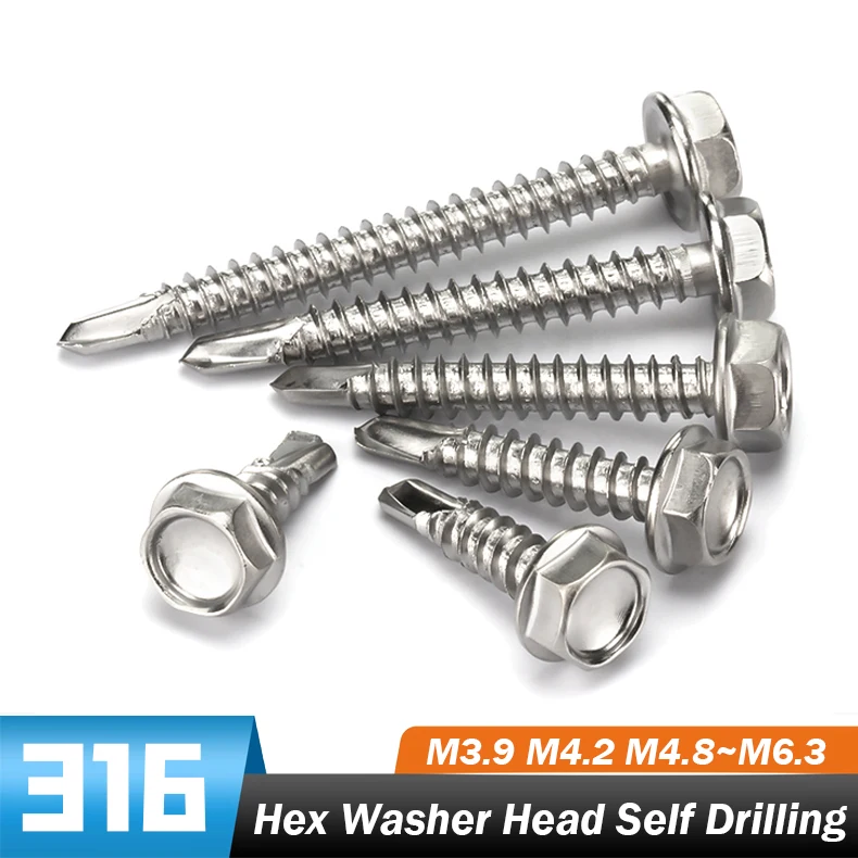 Selbstschneidende Schrauben, 100 Stück Selbstbohrende Blechschrauben Aus Edelstahl Zur Befestigung Von Metallverkleidungen Dachrinnen Und Blechen M42 X 10 Mm 92260726