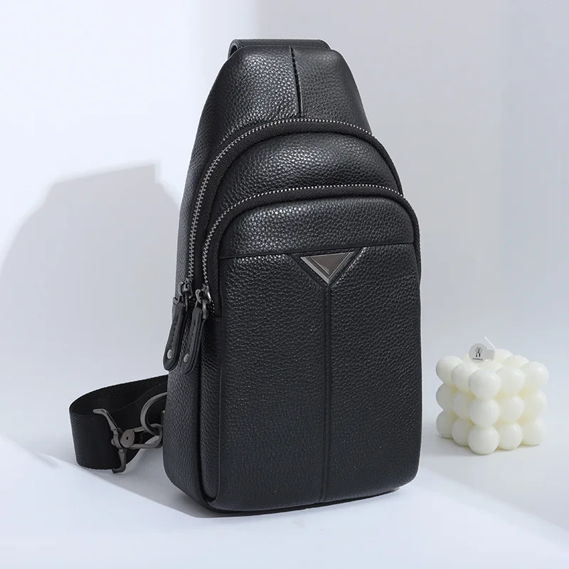 New Genuine Leather Chest Business Casual Retro Men's Multifunctional Trendy Versatile Single Shoulder Crossbody Bag For Men