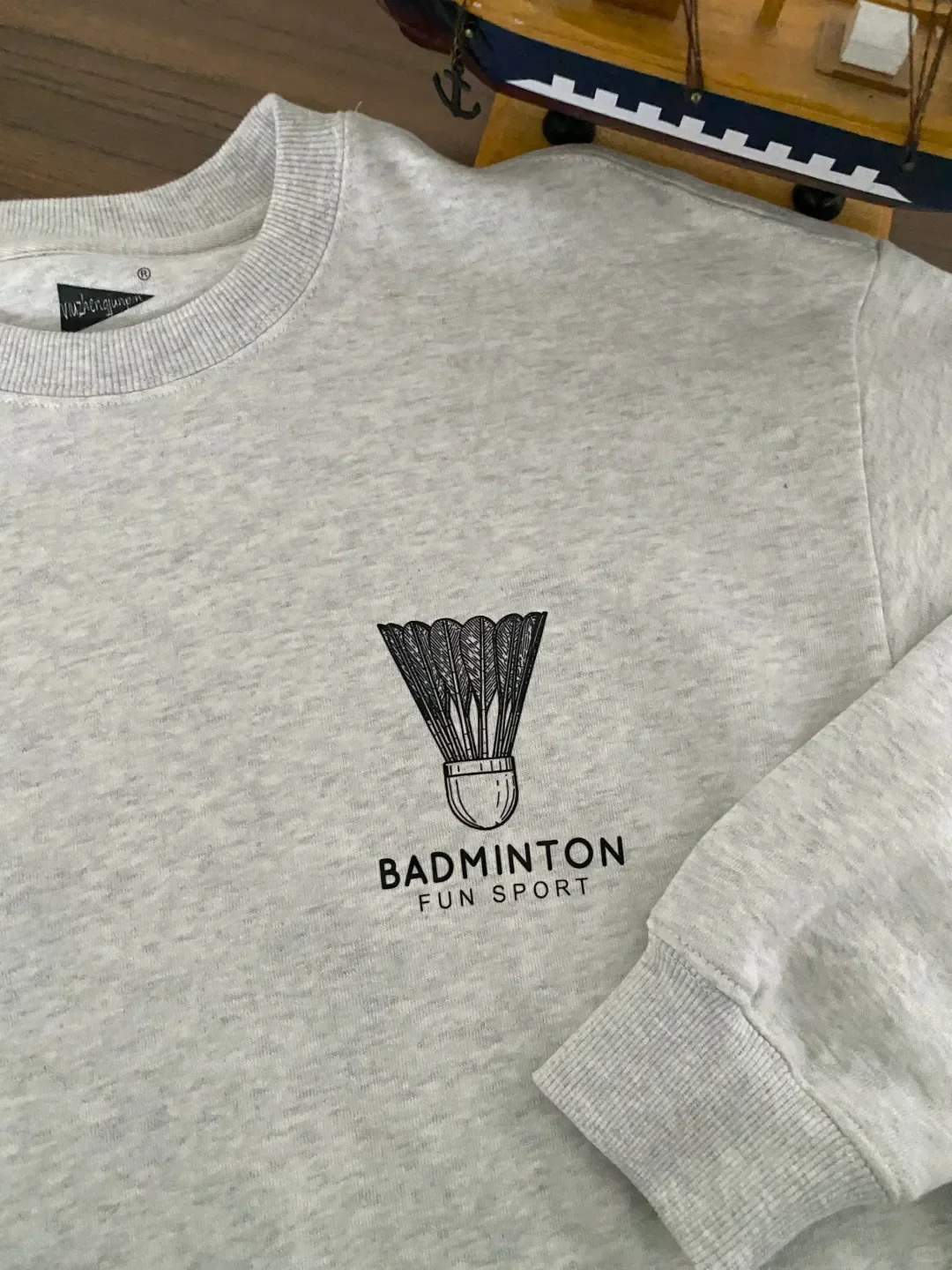 Unisex Cotton Sweatshirt round Neck Printed Double-sided Sports Badminton Play Loose Autumn Winter Casual Couples Sweatshirt