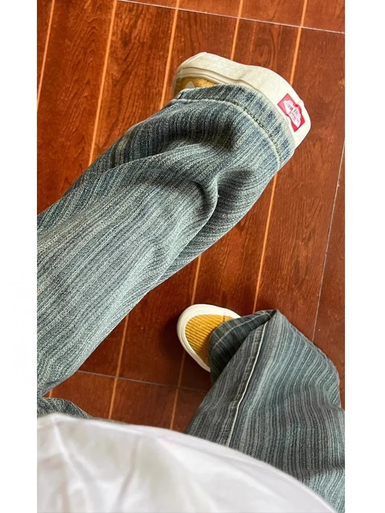 بنطال ذو قصة أرجل واسعة من القطن ملابس نسائية ربيعية مشروط ملابس نسائية مخصصة حليبي خوخ محبوك بنطاقات جماليات عطاء 2025