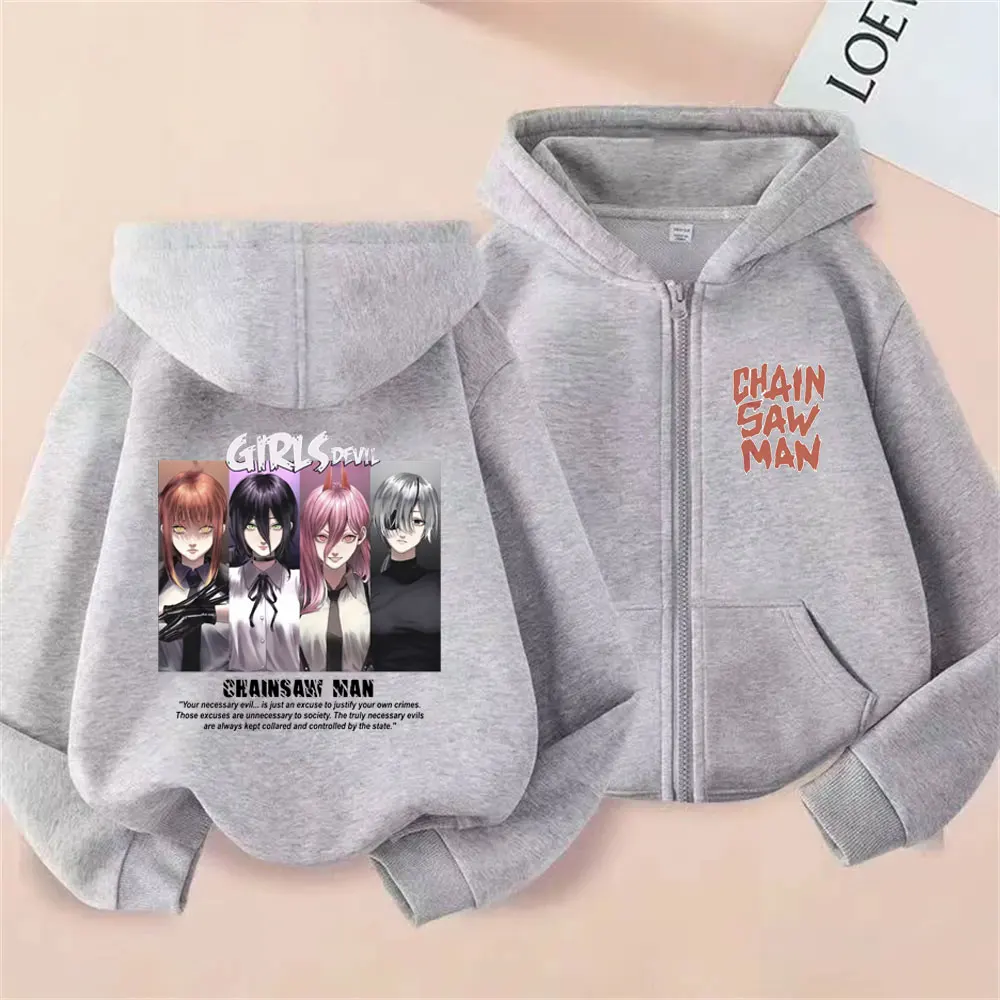 أنيمي بالمنشار رجل ماكيما ريز باور هيمينو الجرافيك قلنسوة بسحاب الرجال النساء الملابس موضة عادية المتضخم زمم سترة معطف