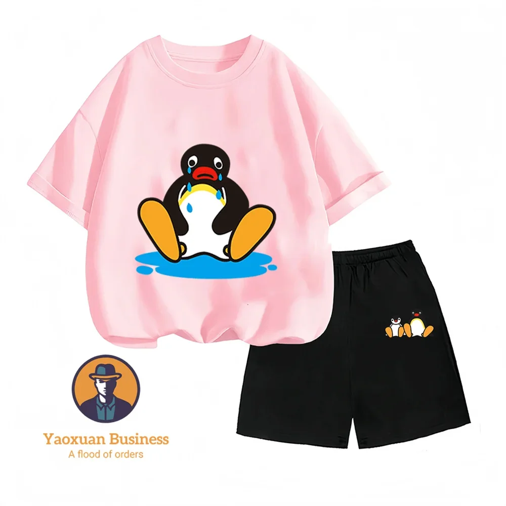 conjunto-de-algodao-infantil-pingu-com-estampa-de-desenho-animado-verao-2026-2-pecas-2-14-anos-moda-grande-promocao