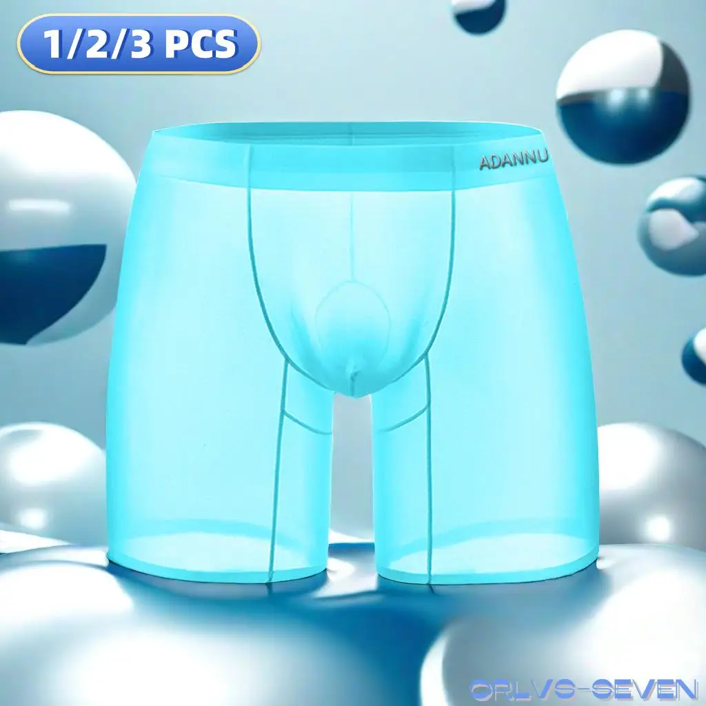 

1/2/3 PCS Men's Ice Silk Boxers Transparent 0.01 Ultra-thin Fabric See Through Seamless Underwear antibacterial Boxer Shorts